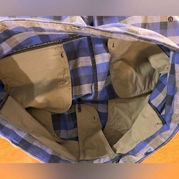 Lululemon Commission 10" Plaid Stretch Cotton Golf Shorts Blue Gray Men’s 38 - Picture 6 of 8